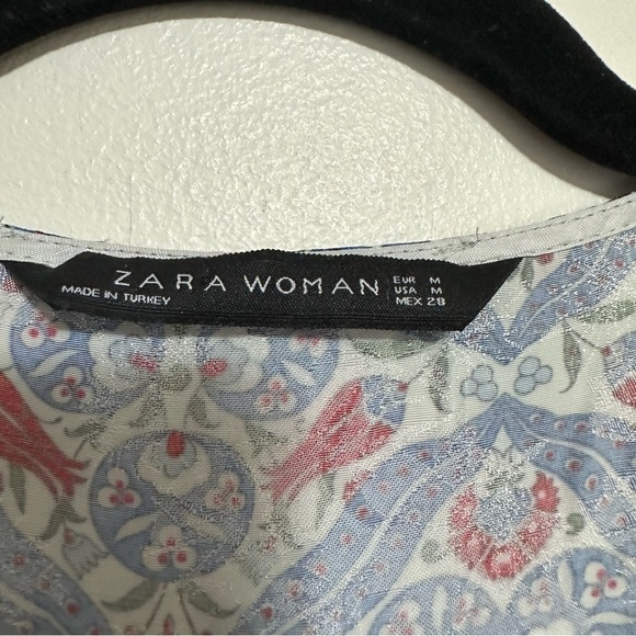 Zara Jacquard Patterned Shimmer Long Sleeve Midi Wrap Dress - Picture 6 of 8